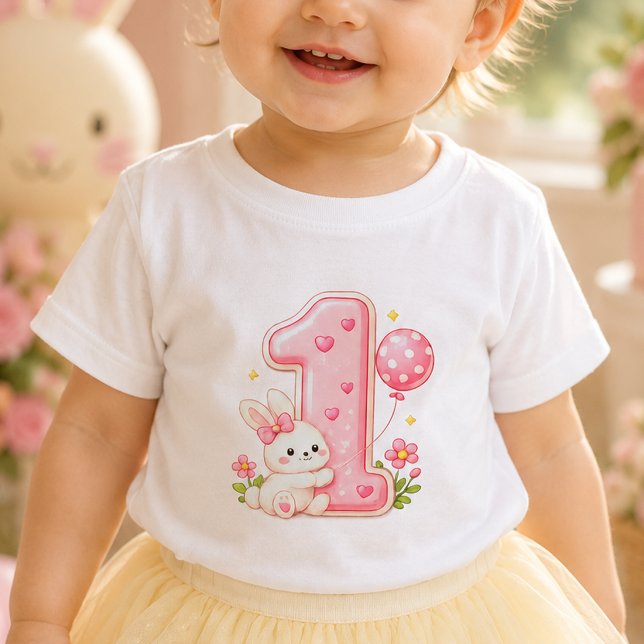 Camisa de bebê de primeiro aniversário Bunny with  (Criador carregado)