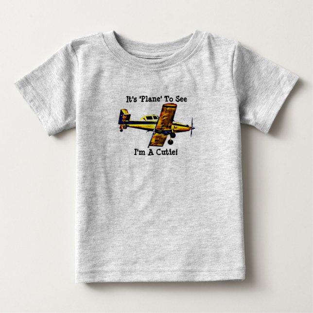 Camisa de Bebê Engraçada Pun Art Avião (Frente)