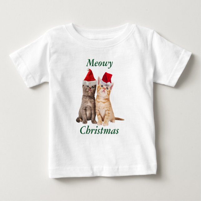 Camisa De Bebê Feliz Natal De Kitten (Frente)