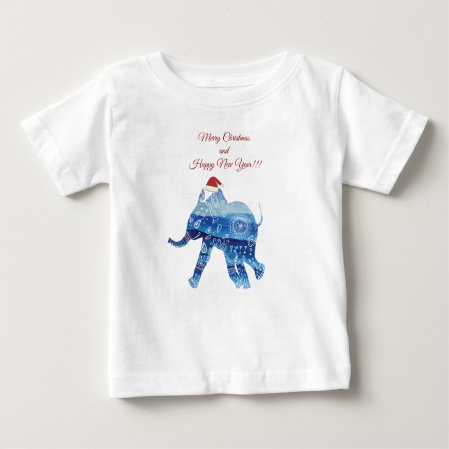 Camisa de Bebê Feriado de Elefante Cugado (Frente)