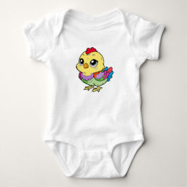 Camisa de Bebê Galinha Colorida Fofa para Menina –
