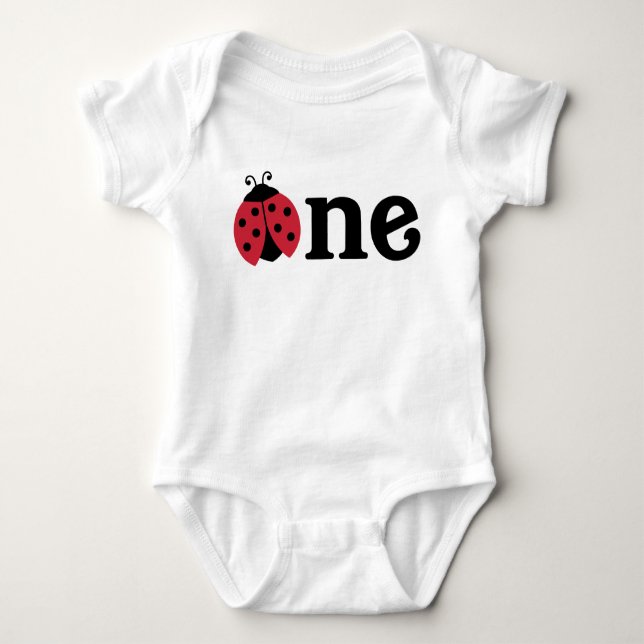 Camisa de Bebê Ladybug para primeira Festa de aniv (Frente)