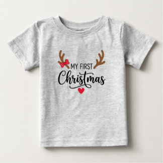 Camisa de bebê menina primeiro Natal chifres de Re