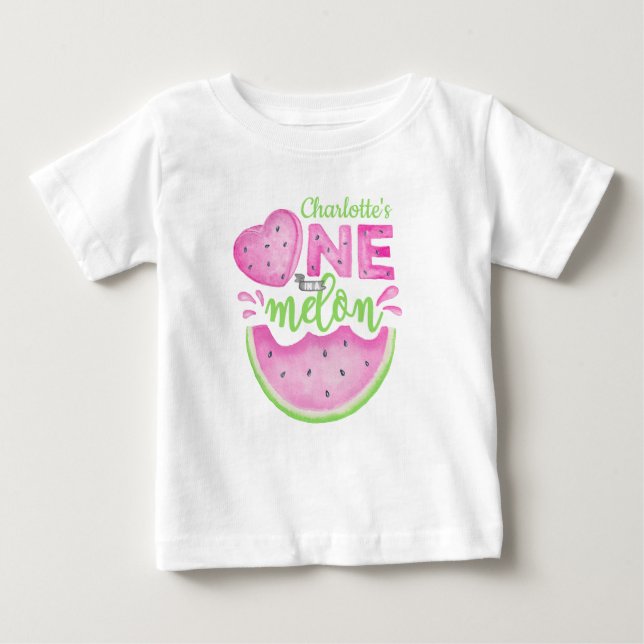 Camisa de bebé para o primeiro aniversário Rosa em (Frente)