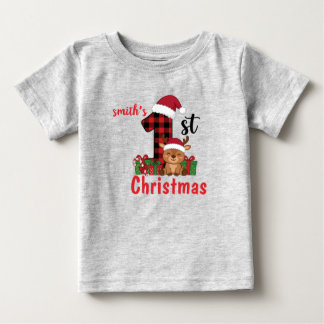 Camisa de bebê para o primeiro Natal em xadrez com