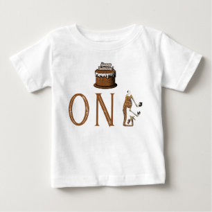 Camisa de Bebê para Primeiro Aniversário com Bolo