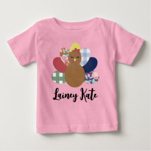 Camisa de bebê peru floral xadrez aquarela para me