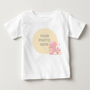 Camisa de bebê rosa personalizada com foto do cast