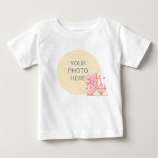 Camisa de bebê rosa personalizada com foto do cast