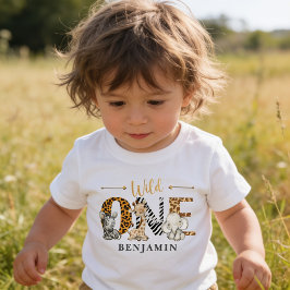 Camisa de bebê selvagem de 1º aniversário na selva