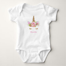 Camisa de Bebê Unicórnio Camisa de Bebê com Rosto