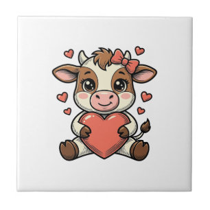 Camisa de Bebê Vaca Fofo Segurando Coração com Gra
