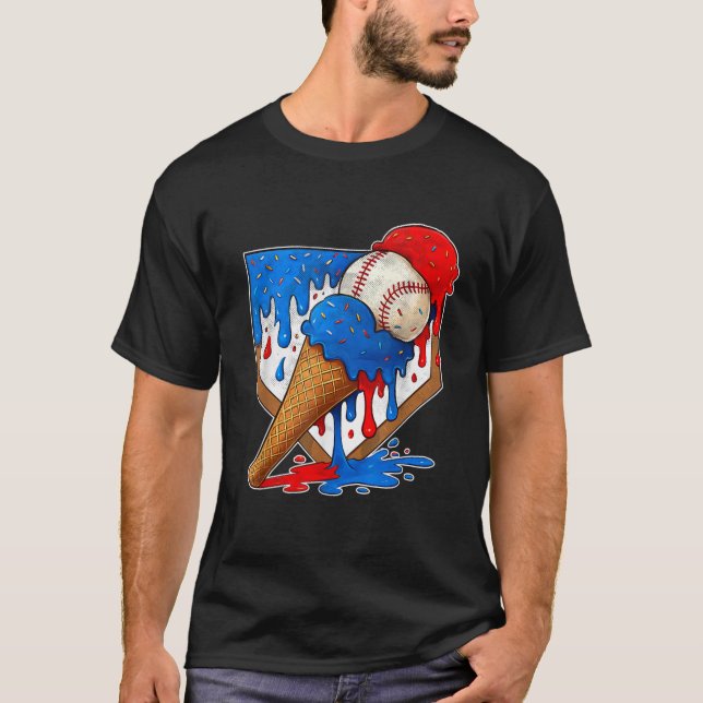 Camisa de beisebol masculina infantil com efeito d (Frente)