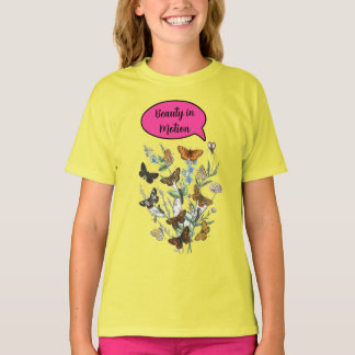 Camisa de beleza em movimento feminina com borbole