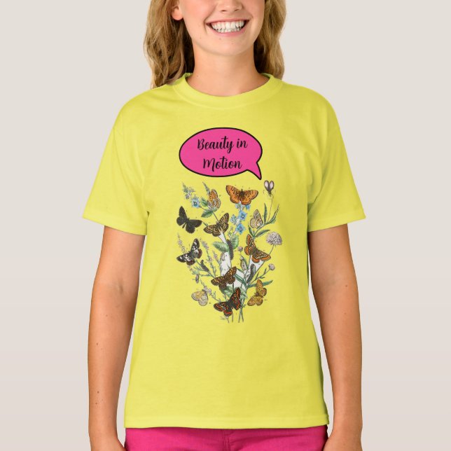Camisa de beleza em movimento feminina com borbole (Frente)