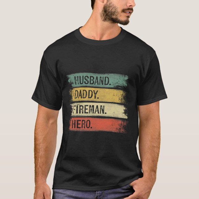 Camisa de Bombeiro Herói do Pai do Mens Husband (Frente)