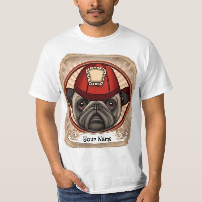 Camisa de bombeiro Pug (Frente)