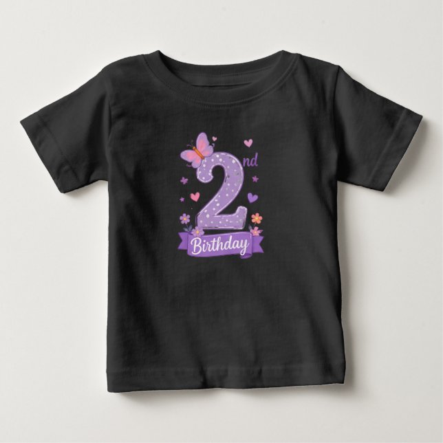 Camisa de Borboleta para Aniversário de 2 Anos de  (Frente)
