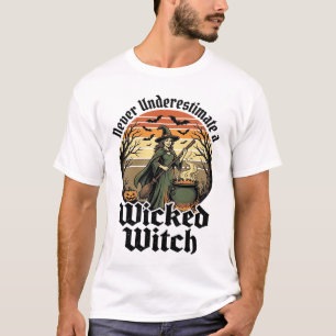 Camisa de Bruxa Divertida Gravura Vintage Desenho