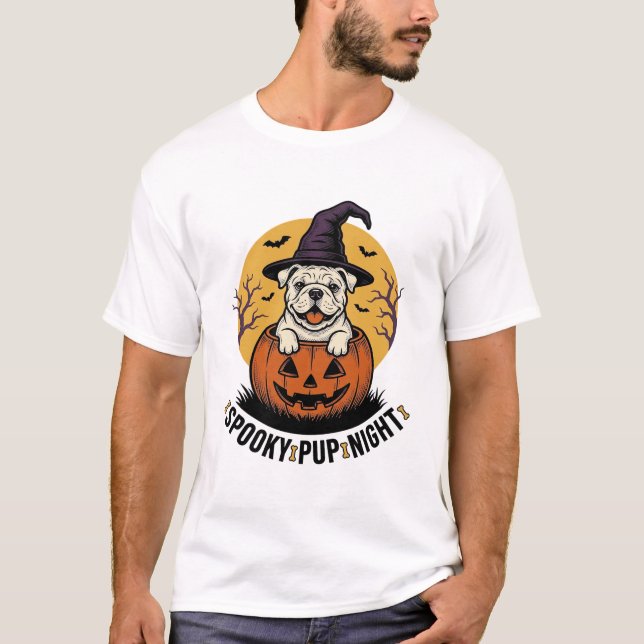 Camisa de Bulldog de Halloween com Cachorro de Abó (Frente)