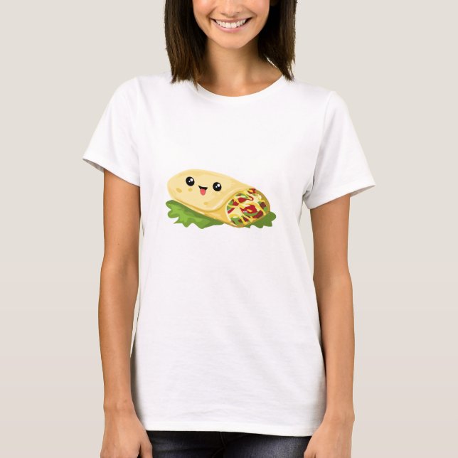 Camisa de Burrito com Rosto Kawaii para Amantes de (Frente)