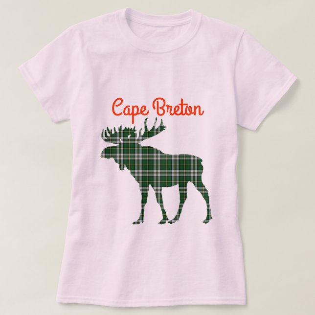 Camisa de Cabo Breton-rosa-tartan (Frente do Design)