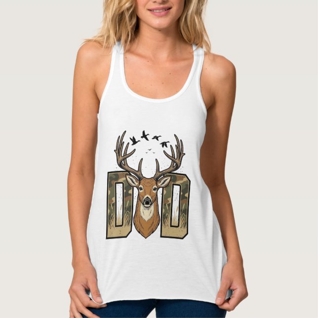 Camisa de caça ao veado pai Camo Buck Vector Desig (Frente)