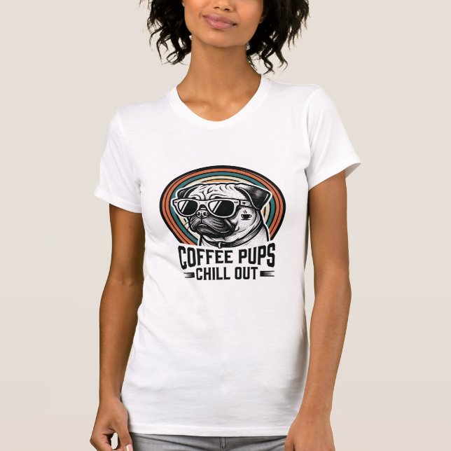 Camisa de Cachorro Café Retro Chill Pug Gráfico_1 (Frente)