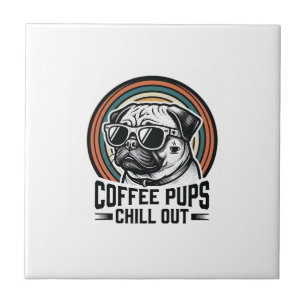 Camisa de Cachorro Café Retro Chill Pug Gráfico_1