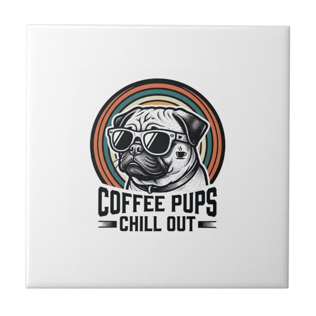 Camisa de Cachorro Café Retro Chill Pug Gráfico_1 (Frente)