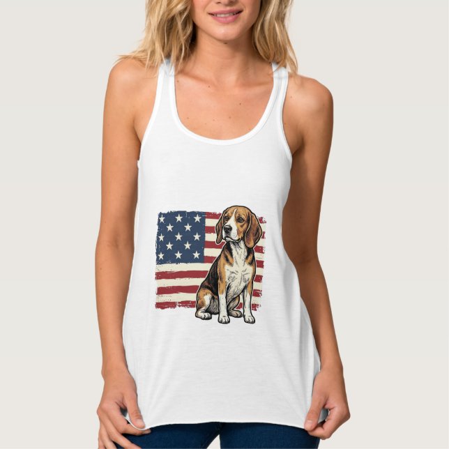 Camisa de Cachorro com Bandeira Patriótica Beagle  (Frente)