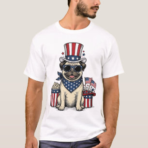 Camisa de Cachorro com Desenho de Pug Patriótico d