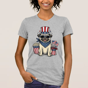 Camisa de Cachorro com Desenho de Pug Patriótico d