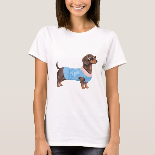 Camisa de Cachorro Dachshund de Moda (Frente)