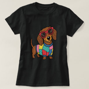 Camisa de Cachorro Dachshund Fofa com Óculos de So