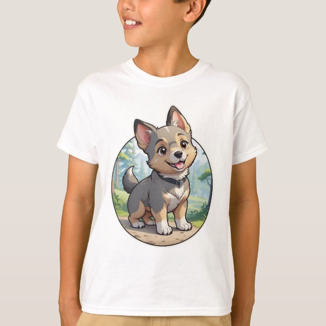 Camisa de cachorro de desenho animado fofo da raça (Frente)