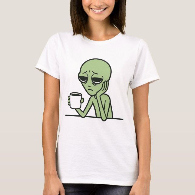 Camisa de Café de Alien Cansado (Frente)