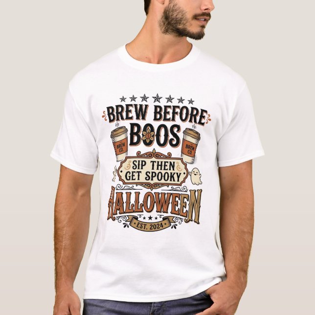 Camisa de Café de Halloween Prepare Antes dos Espí (Frente)