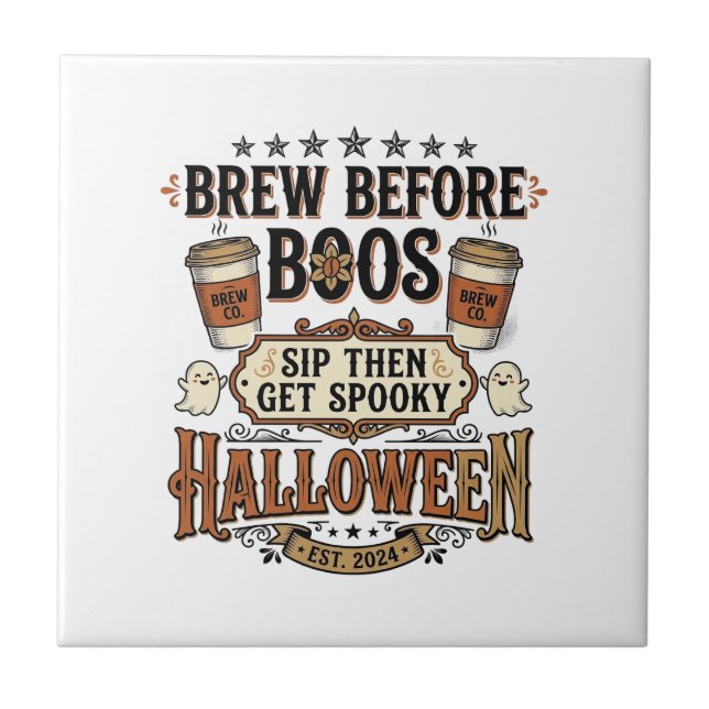 Camisa de Café de Halloween Prepare Antes dos Espí (Frente)