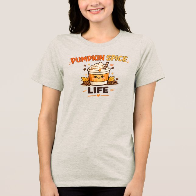 Camisa de Café Outono Cute Pumpkin Spice Life | Ac (Frente)