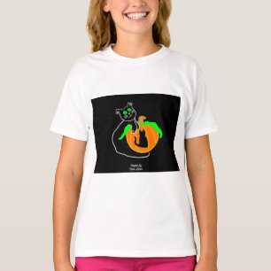 Camisa de Camisa Básica Branca de Abóbora de Gato