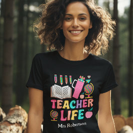 Camisa de camiseta de citações retrô colorida vida