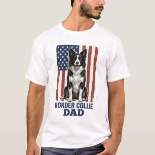 Camisa de Cão Vintage Patriótica do Pai Border Col