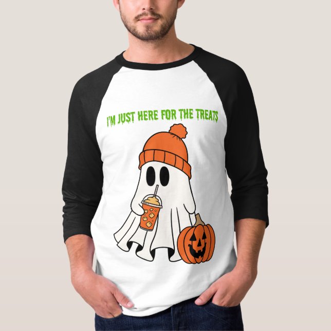 Camisa de Capa 3/4 do Halloween Ghost (Frente)
