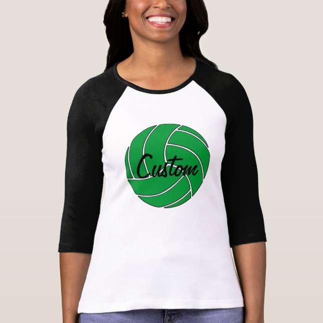 Camisa de Capa de Voleibol Verde Personalizado 3/4 (Frente)