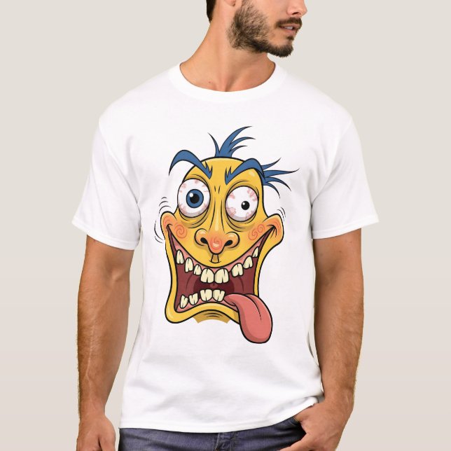 Camisa De Cartoon Louca - Carica Colorida Engraçad (Frente)