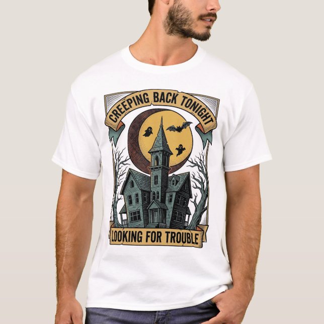 Camisa de Casa Assombrada com Mansão Assustadora G (Frente)