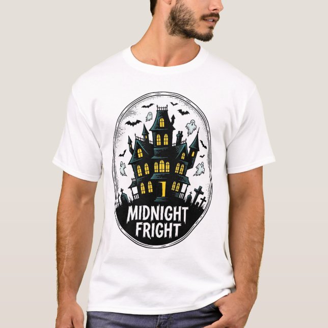 Camisa de Casa Assombrada Noite Assustadora Vetor  (Frente)