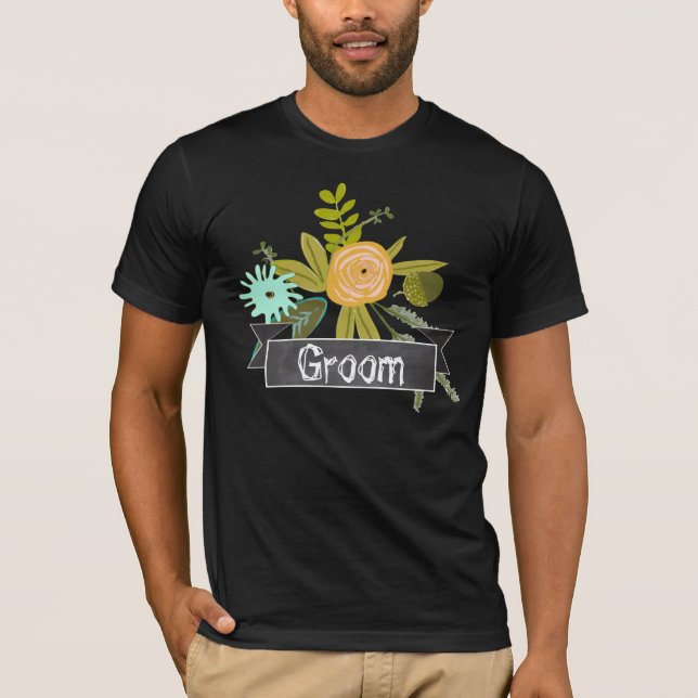 Camisa de casamento do noivo com quadro-negro em m (Frente)