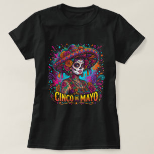 Camisa de Caveira de Açúcar do Cinco de Maio para